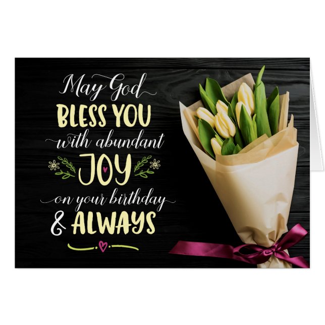 Moge God je zegenen met Joy op je verjaardag (Voorkant Horizontaal)