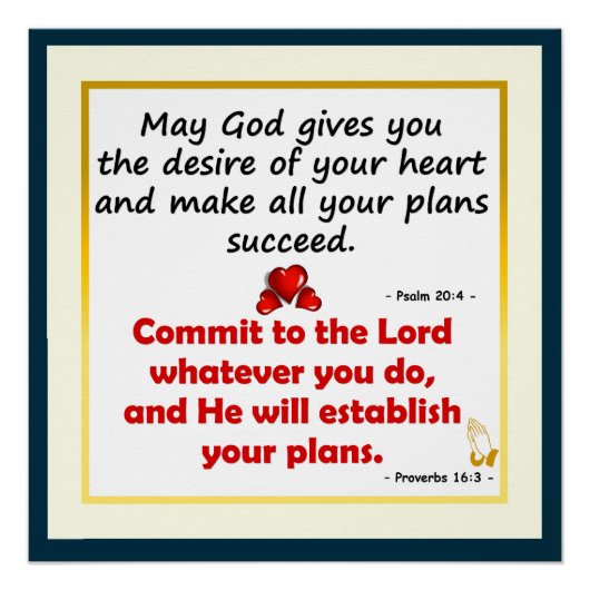 Moge God U het Verlangen van Uw Hart Poster geven (Voorkant)