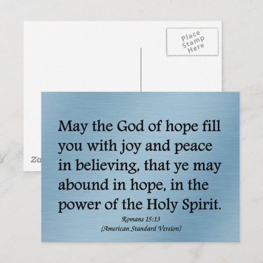 Moge God u hoop, vreugde en vredelievende Romeinen Feestdagenkaart (Voorkant / Achterkant)