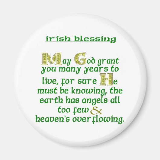 Moge God u vele jaren Ierse zegen schenken Magneet (Voorkant)
