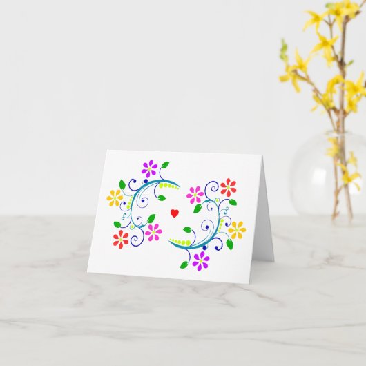 Moge God U zegenen met bloemen, wervelingen en een Kaart (Gele Bloem)