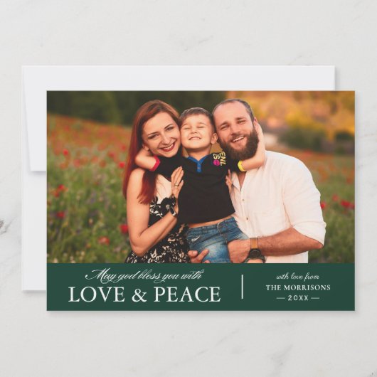 Moge God u zegenen met de Foto Liefde en Vrede Feestdagenkaart (Voorkant)