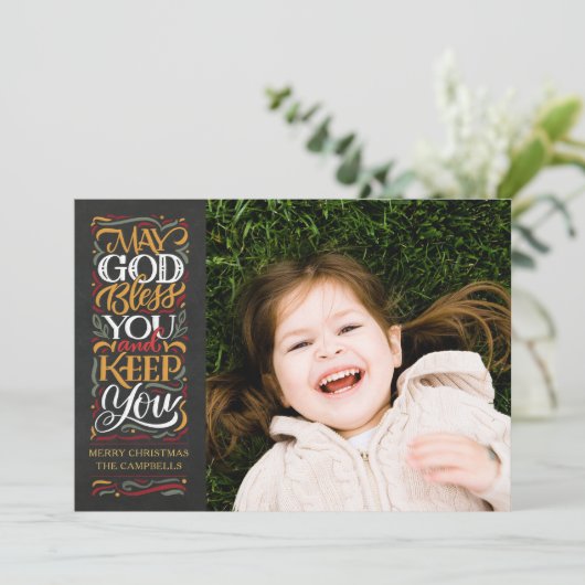 Moge God zegene jullie Religieuze kerstKaart (Staand voorkant)