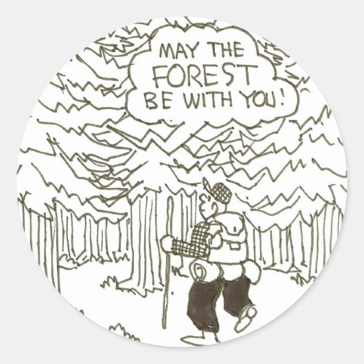 "Moge het bos bij je zijn!" Ronde Sticker (Voorkant)