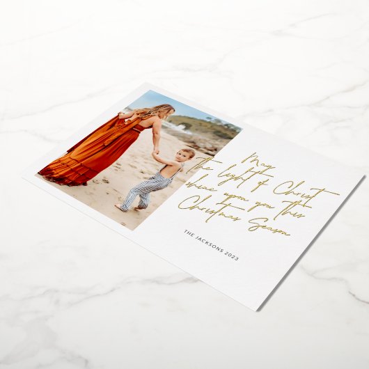 Moge het Licht van Christus op U schijnen Folie Feestdagenkaart (Gedraaid)