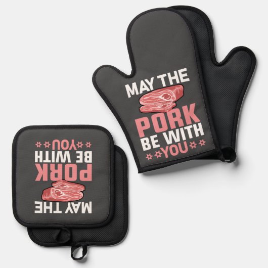 Moge het varken bij je zijn ovenwant & pannenlap set (Voorkant / Achterkant)