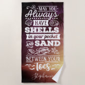 Moge je altijd schelpen in je zak hebben strandlaken (Voorkant)