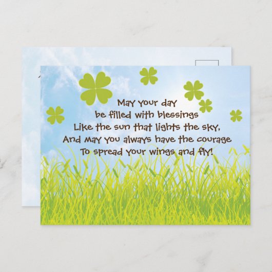 Moge je dag worden gevuld met Blessings, Iers Briefkaart (Voorkant / Achterkant)