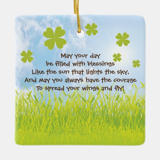 Moge je dag worden gevuld met Blessings, Iers Keramisch Ornament (Voorkant)