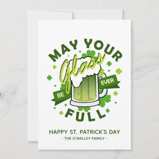 Moge je glas vol groen bier zijn Shamrock Irish Feestdagenkaart (Voorkant)