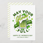 Moge je glas vol groen bier zijn Shamrock Irish Feestdagenkaart (Voorkant / Achterkant)