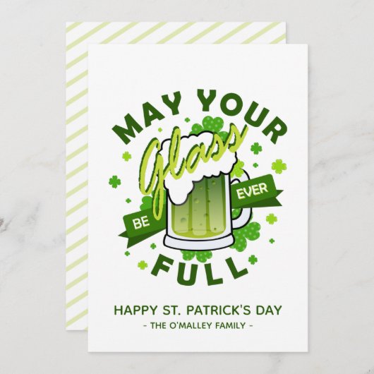 Moge je glas vol groen bier zijn Shamrock Irish Feestdagenkaart (Voorkant / Achterkant)