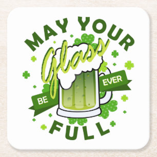 Moge je glas vol zijn Groen Shamrock bier Kartonnen Onderzetters