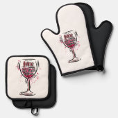 Moge je wijn sterker zijn dan de poten van je doch ovenwant & pannenlap set (Voorkant / Achterkant)