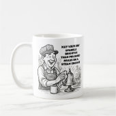 Moge uw dag schitteren helderder stoomtrein koffiemok (Links)