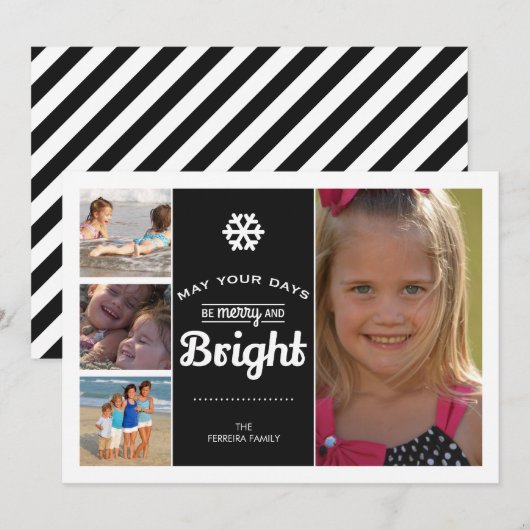 Moge uw dagen een prettige en heldere kerstfoto zi feestdagenkaart (Voorkant / Achterkant)