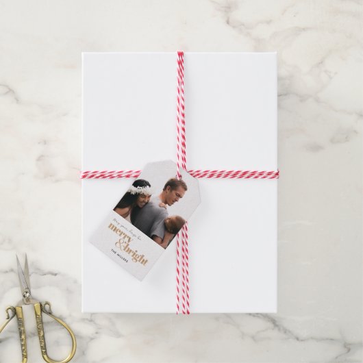 Moge uw dagen vrolijk en helder Kerstmis foto zijn Cadeaulabel (Met Touw)