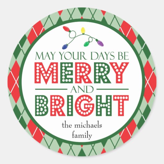 Moge uw dagen vrolijk en helder zijn (lichten) ronde sticker (Voorkant)