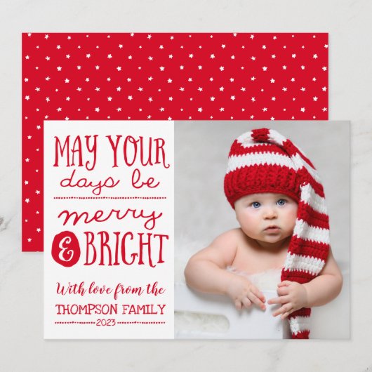 Moge uw dagen vrolijke en heldere fotokaart zijn feestdagenkaart (Voorkant / Achterkant)