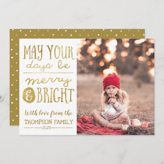 Moge uw dagen vrolijke en heldere fotokaart zijn feestdagenkaart (Voorkant / Achterkant)