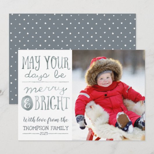 Moge uw dagen vrolijke en heldere fotokaart zijn feestdagenkaart (Voorkant / Achterkant)