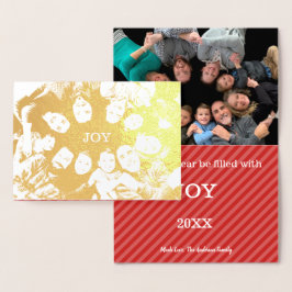 Moge uw jaar gevuld zijn met de Joy kerstfoto Folie Kaarten