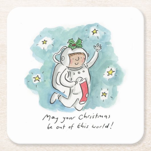 Moge uw kerstfeest buiten deze wereld zijn kartonnen onderzetters (Voorkant)