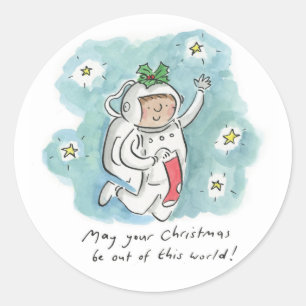 Moge uw kerstfeest buiten deze wereld zijn ronde sticker