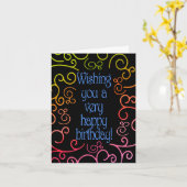 Moge uw verjaardag bloeien als een regenboog pluim kaart (Gele Bloem)