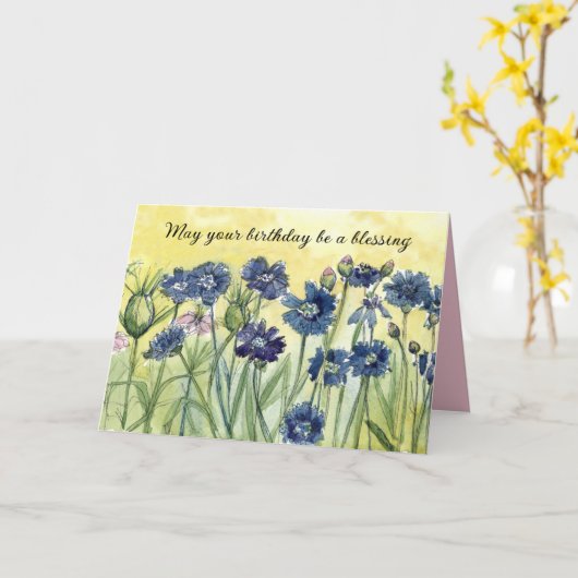 Moge uw verjaardag een zegen zijn voor religieuze kaart (Gele Bloem)
