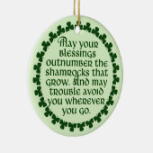Moge uw zegeningen de shamrocken overtreffen, Iers Keramisch Ornament (Rechts)