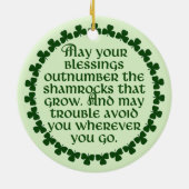 Moge uw zegeningen de shamrocken overtreffen, Iers Keramisch Ornament (Achterkant)