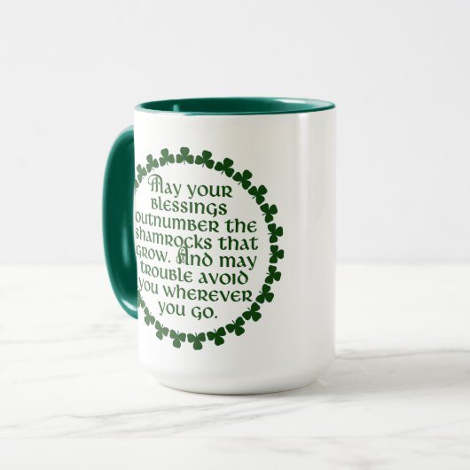 Moge uw zegeningen de shamrocken overtreffen, Iers Mok (Voorkant links)