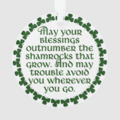 Moge uw zegeningen de shamrocken overtreffen, Iers Ornament (achterkant)