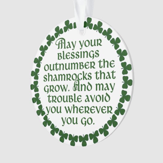 Moge uw zegeningen de shamrocken overtreffen, Iers Ornament (voorkant)