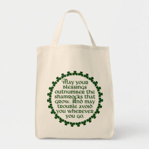 Moge uw zegeningen de shamrocken overtreffen, Iers Tote Bag