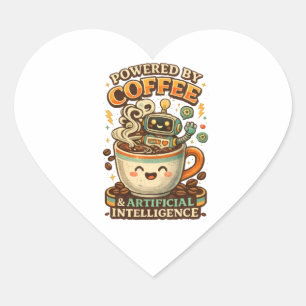 Mogelijk gemaakt door koffie en AI Retro koffie te Hart Sticker