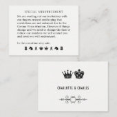 Mogelijke huwelijksverandering van datum aankondig informatiekaartje (Voorkant / Achterkant)