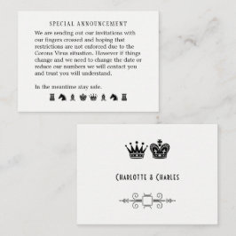 Mogelijke huwelijksverandering van datum aankondig informatiekaartje