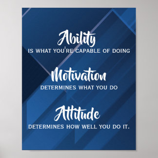 Mogelijkheid, Motivatie, Attitude Quote, Blue Abst Poster