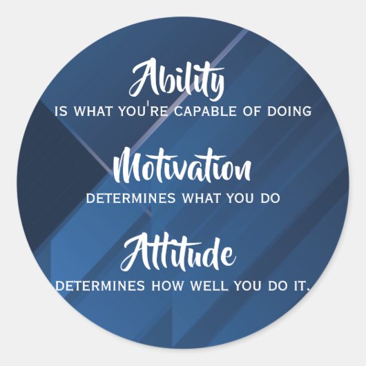 Mogelijkheid, Motivatie, Attitude Quote, Blue Abst Ronde Sticker (Voorkant)