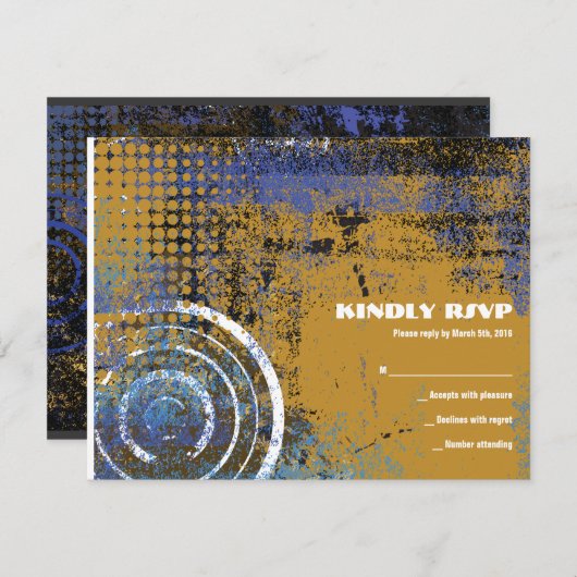 Mogen David Circular Star Bar Mitzvah Reply Card RSVP Kaartje (Voorkant / Achterkant)