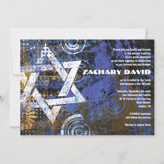 Mogen David Circular Star Bar Mitzvah Uitnodiging (Voorkant)