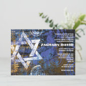 Mogen David Circular Star Bar Mitzvah Uitnodiging (Staand voorkant)