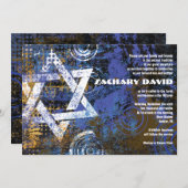 Mogen David Circular Star Bar Mitzvah Uitnodiging (Voorkant / Achterkant)
