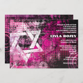 Mogen David Circular Star Bat Mitzvah Kaart (Voorkant / Achterkant)