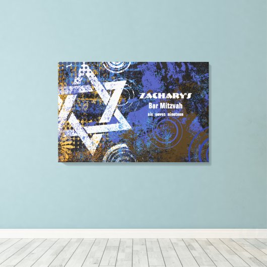 Mogen David Star Bar Mitzvah Sign In Board Canvas Afdruk (Insitu (Houten vloer))