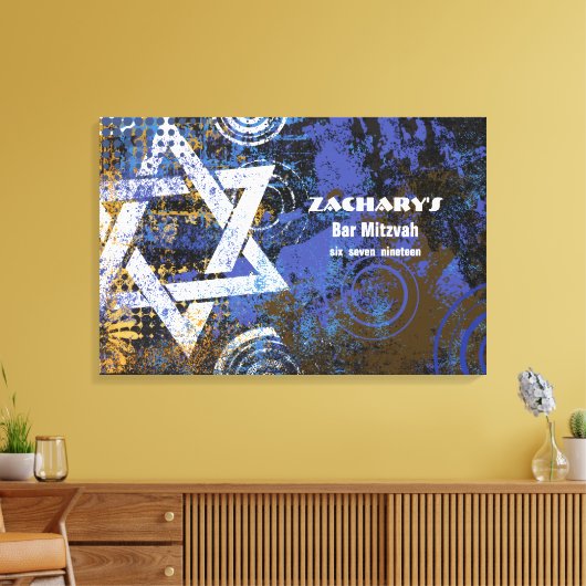Mogen David Star Bar Mitzvah Sign In Board Canvas Afdruk (Insitu (Woonkamer))
