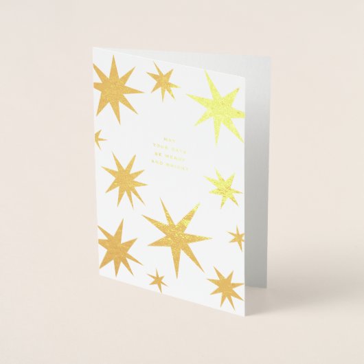 Mogen jullie dagen vrolijke en heldere gouden ster folie kaarten (Voorkant)