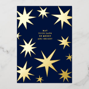 Mogen jullie dagen vrolijke en heldere gouden ster folie uitnodiging